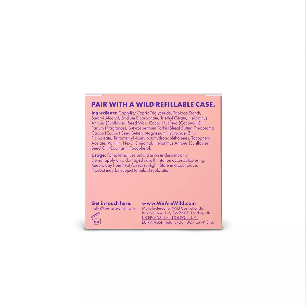 Wild Cosmetics Cream Deodorant Refill - Coconut & Vanilla - Aluminum-Free 1.4Oz: Vegan, Naturally Derived Ingredients